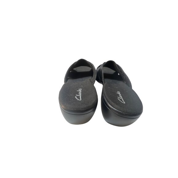 Clarks Black Woven Slide Sandals Womens Size‎ 8.5 Comfortable Slip-On Shoes - Picture 4 of 7